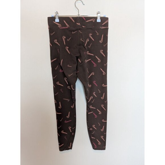Nike Womens Brown Leggings Swoosh Print medium - Picture 3 of 5
